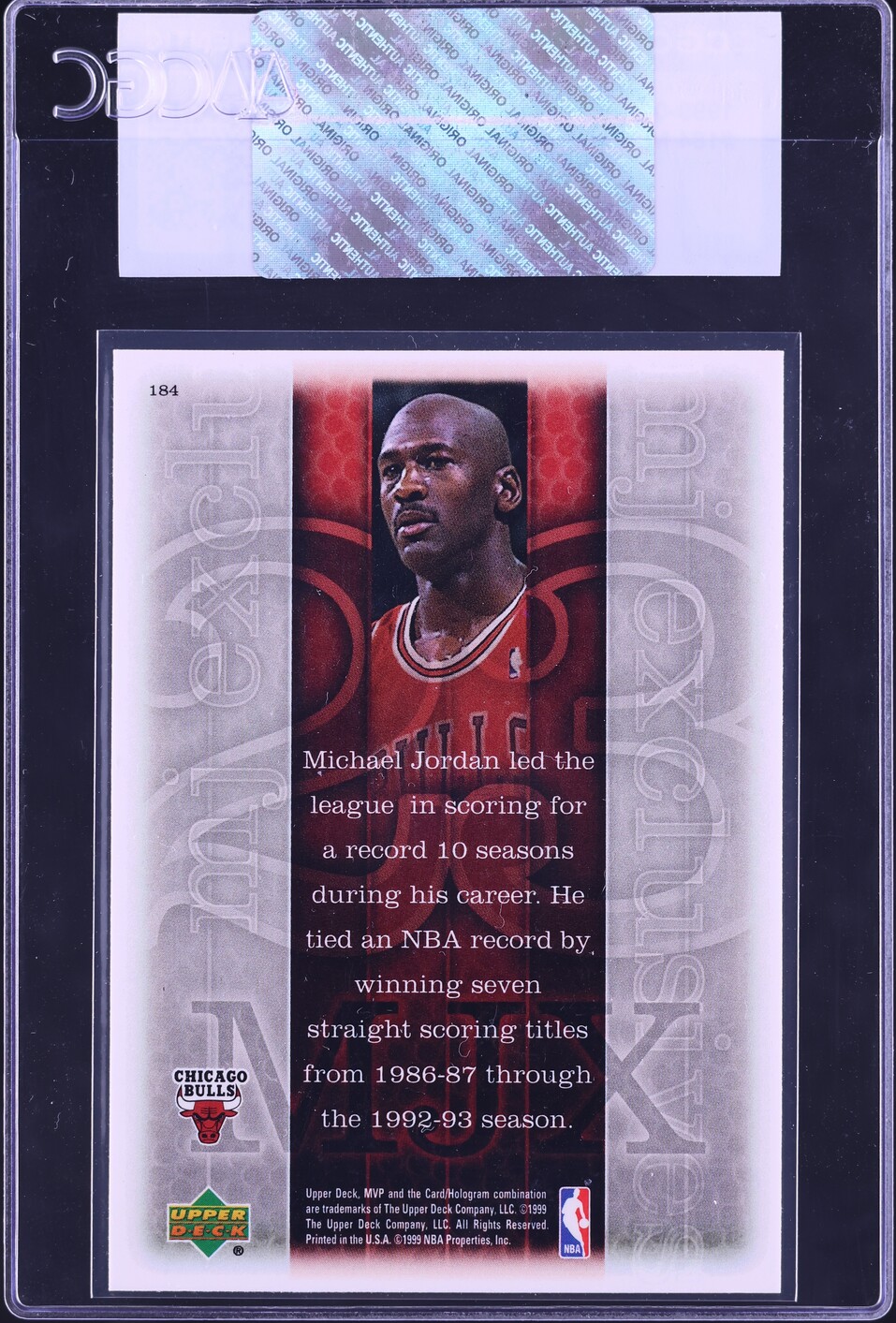 1999 Upper Deck MVP Michael Jordan #184 CGC AUTH