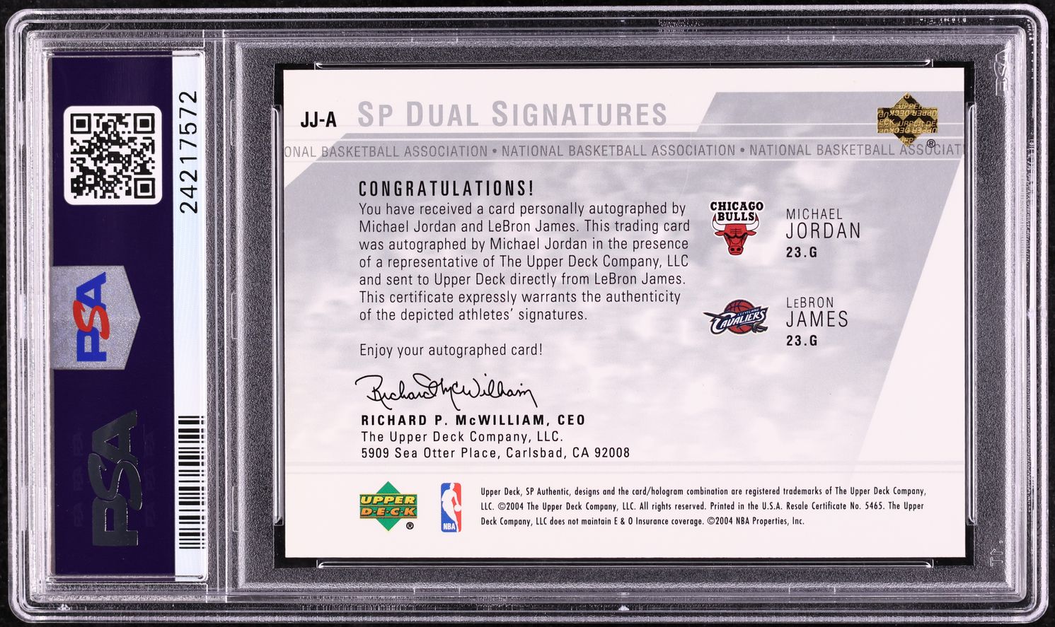 2003 SP Authentic Dual Michael Jordan & LeBron James ROOKIE AUTO #JJ-A ...