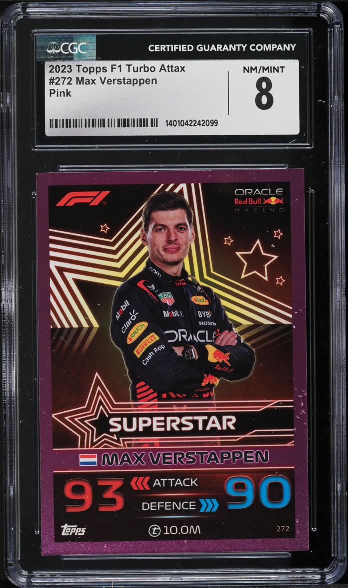 2023 Topps Formula 1 F1 Turbo Attax Pink Max Verstappen #272 CGC 8 NM-MT