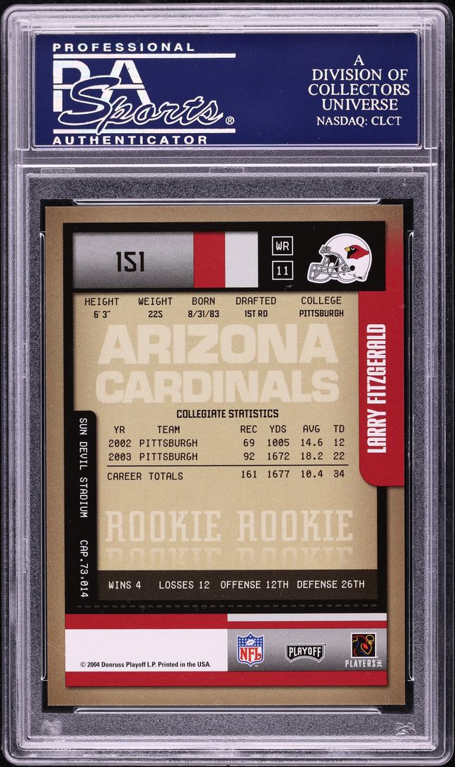 2004 Playoff Contenders Larry Fitzgerald ROOKIE AUTO #151 PSA 10 GEM MINT