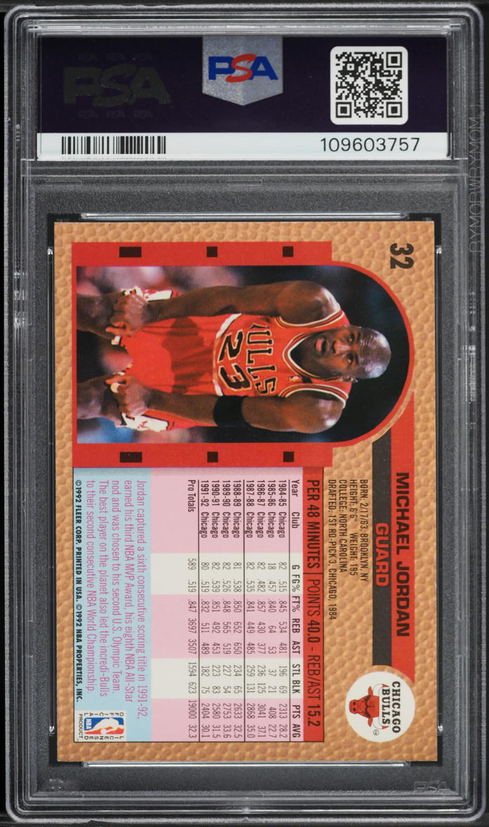 1992 Fleer Basketball Michael Jordan #32 PSA 5 EX