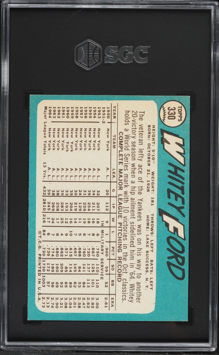 1965 Topps Whitey Ford #330 SGC 5 EX