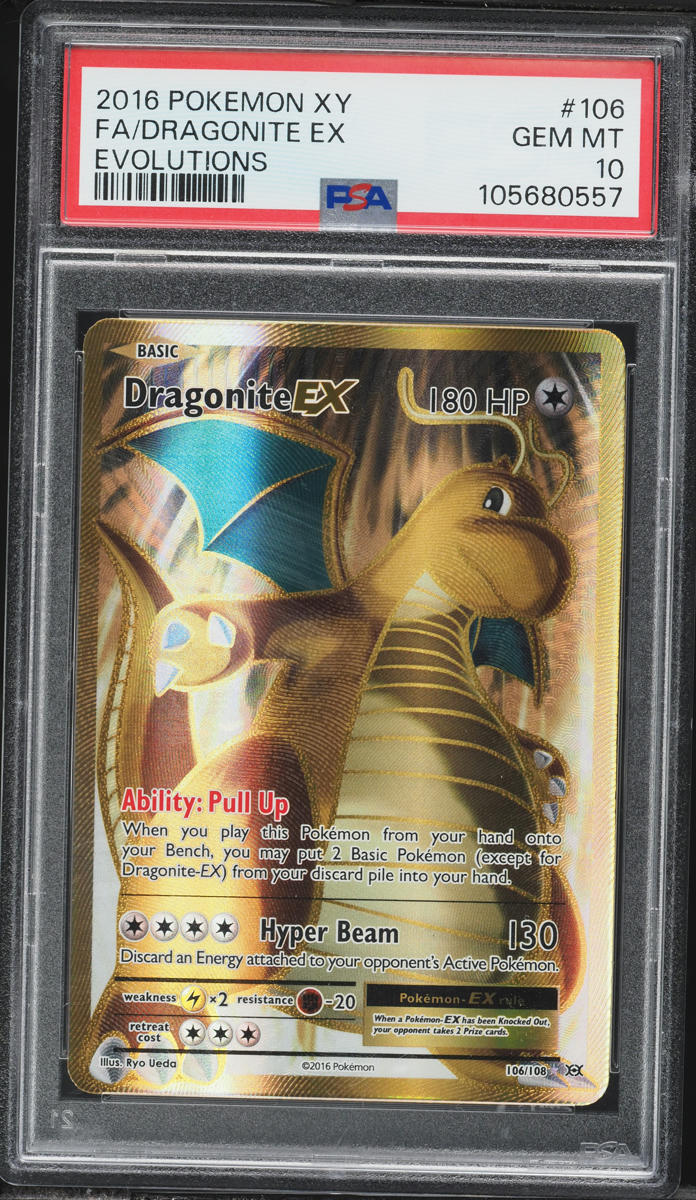 2016 Pokemon XY Evolutions Gold Rare Dragonite EX #106 PSA 10 GEM MINT