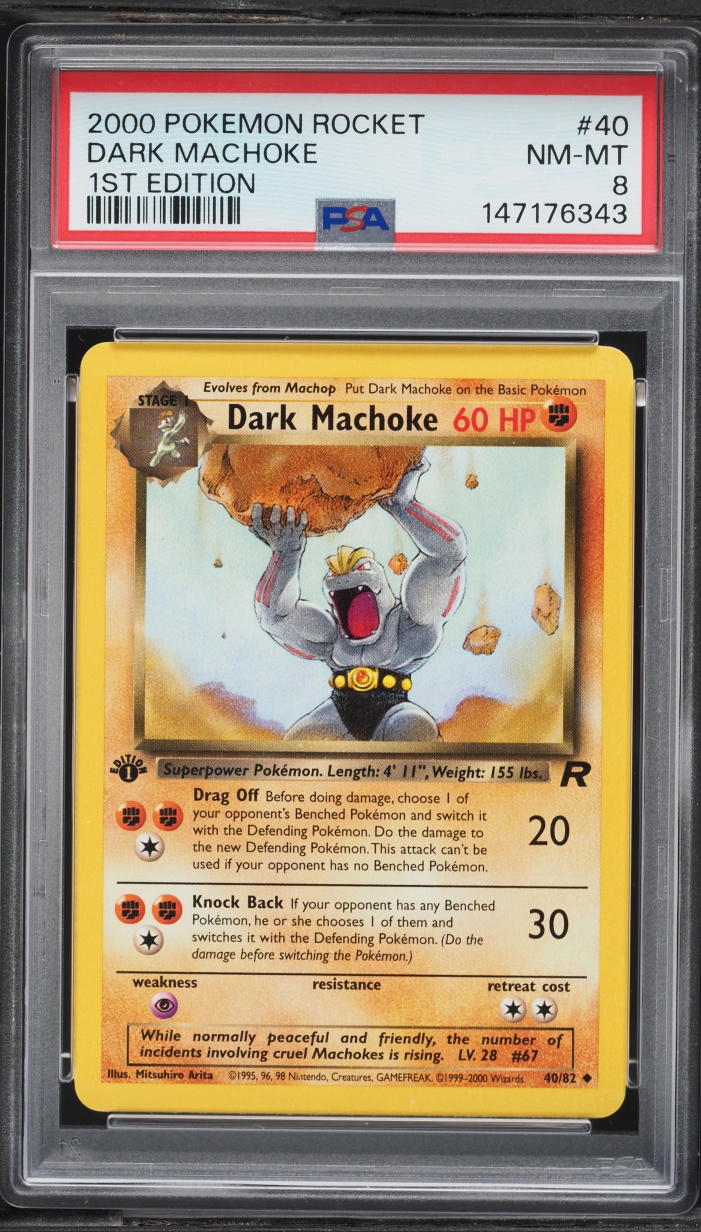 2000 Pokemon Team Rocket 1st Edition Dark Machoke #40 PSA 8 NM-MT