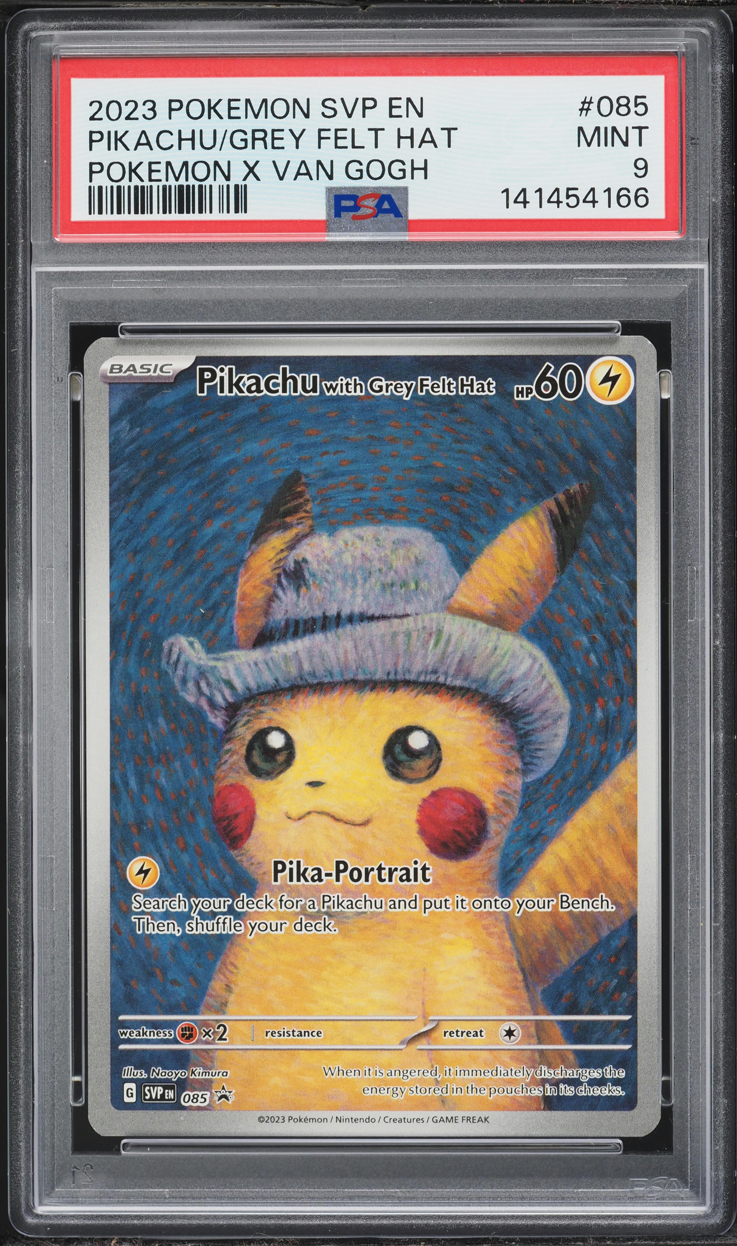 2023 Pokemon Scarlet & Violet Promo Van Gogh Full Art Pikachu With Grey Felt Hat #85 PSA 9 MINT