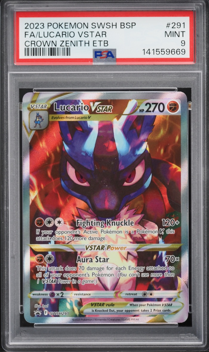 2023 Pokemon Sword & Shield Promo Crown Zenith ETB Lucario VSTAR #291 PSA 9 MINT