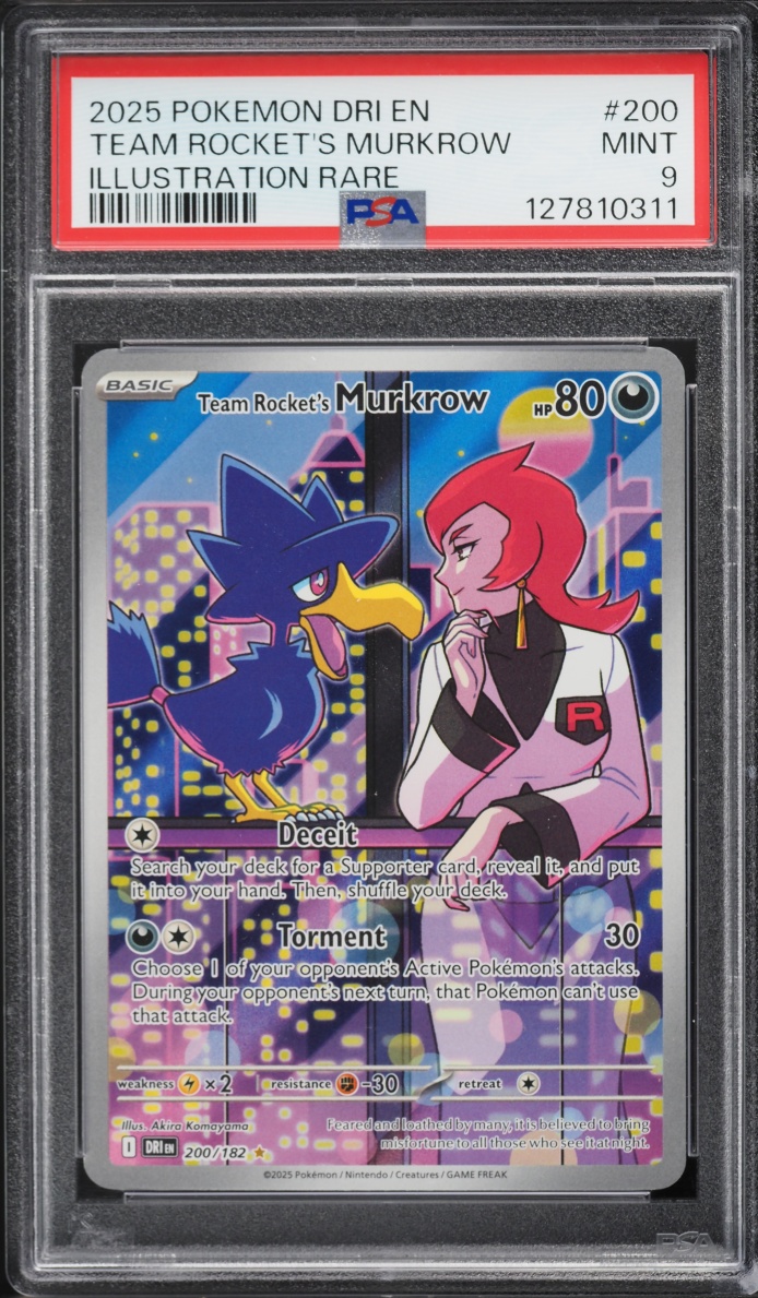 2025 Pokemon Scarlet & Violet Destined Rivals IR Team Rocket's Murkrow #200 PSA 9 MINT