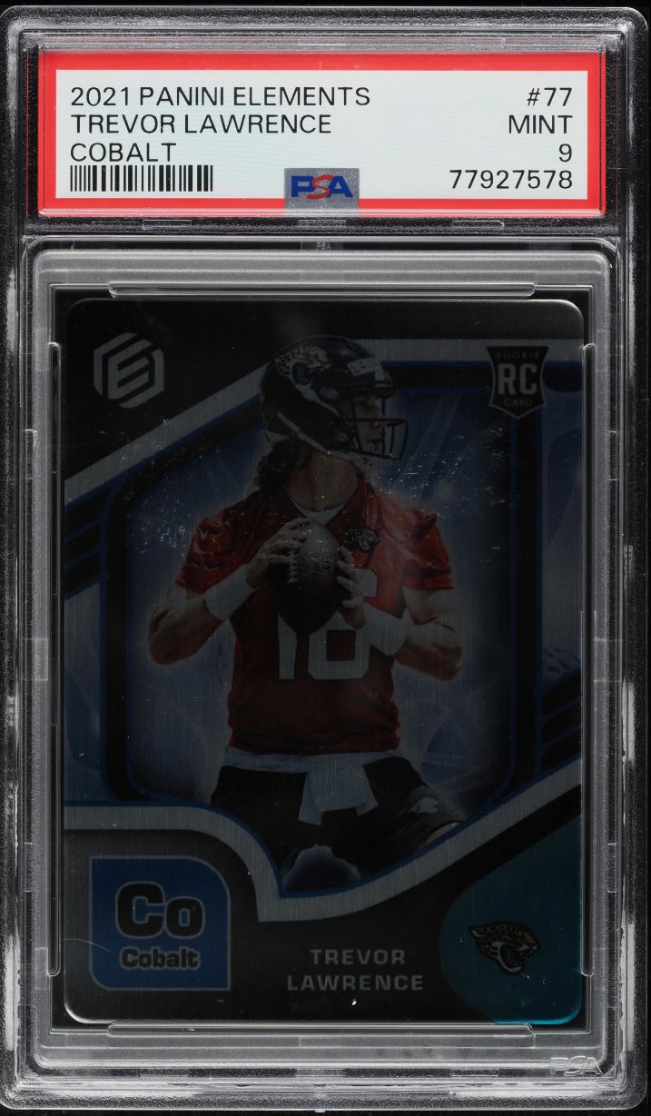 2021 Panini Elements Cobalt Trevor Lawrence ROOKIE /27 #77 PSA 9 MINT