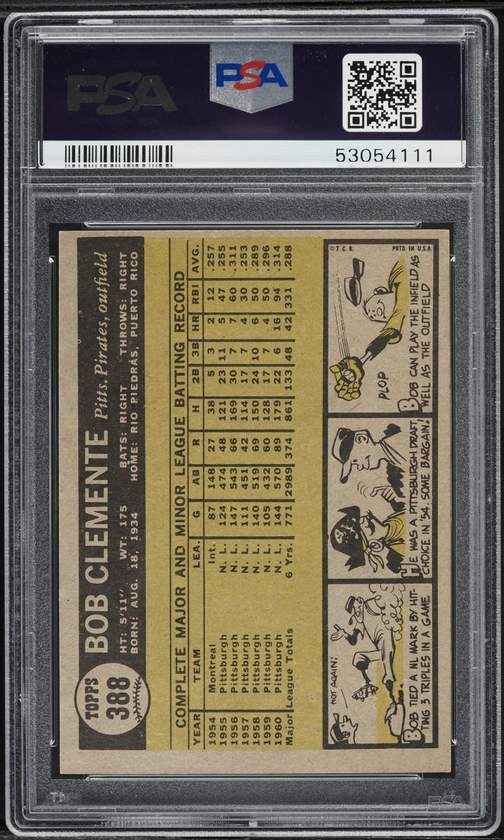 1961 Topps Roberto Clemente #388 PSA 6(mc) EXMT