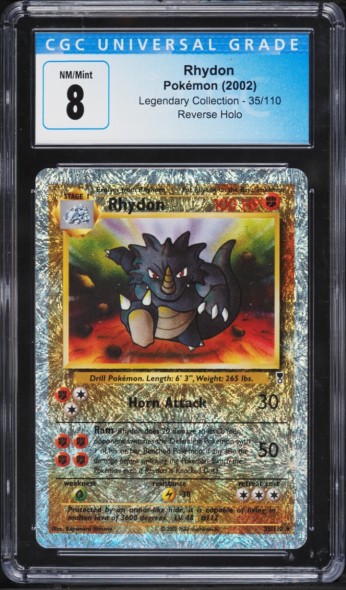 2002 Pokemon Legendary Collection Reverse Holo Rhydon #35 CGC 8 NM-MT