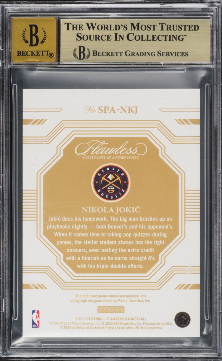 2022 Panini Flawless Prime Nikola Jokic PATCH AUTO /25 #SPA-NKJ BGS 9.5 GEM MINT