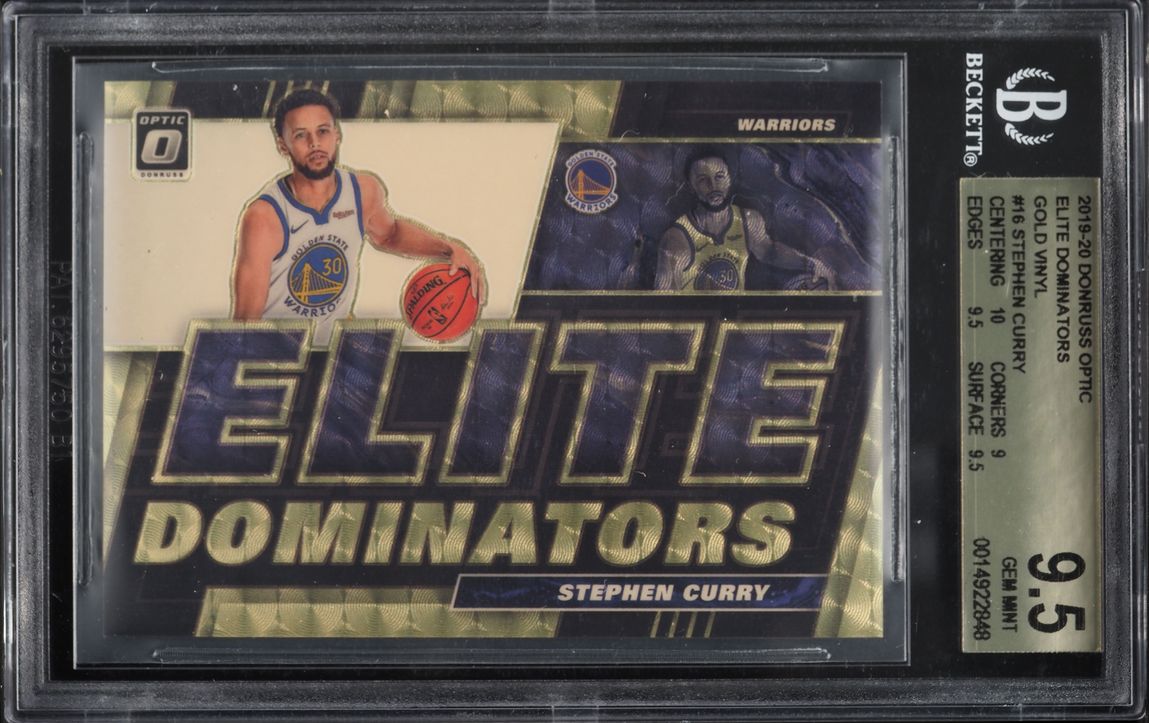 2019 Donruss Optic Elite Dominators Gold Vinyl Stephen Curry 1/1 #16 BGS 9.5 GEM MINT