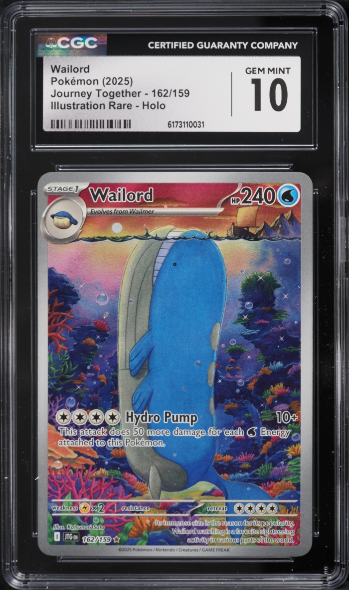 2025 Pokemon Scarlet & Violet Journey Together IR Wailord #162 CGC 10 GEM MINT