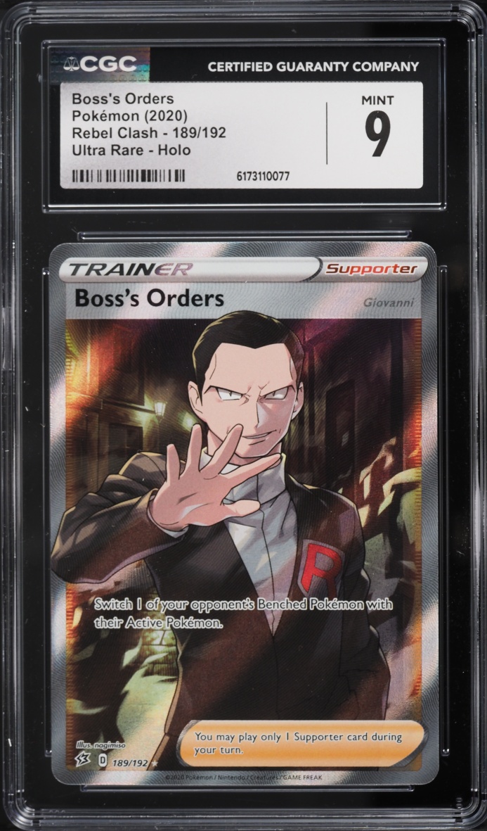2020 Pokemon Sword & Shield Rebel Clash Full Art Boss's Orders #189 CGC 9 MINT