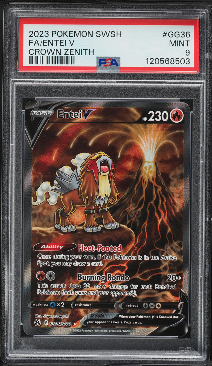 2023 Pokemon SWSH Crown Zenith Alt Art Entei V #GG36 PSA 9 MINT