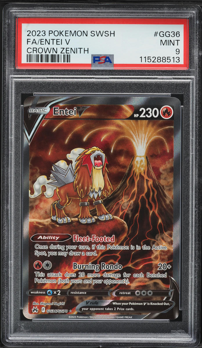 2023 Pokemon SWSH Crown Zenith Alt Art Entei V #GG36 PSA 9 MINT