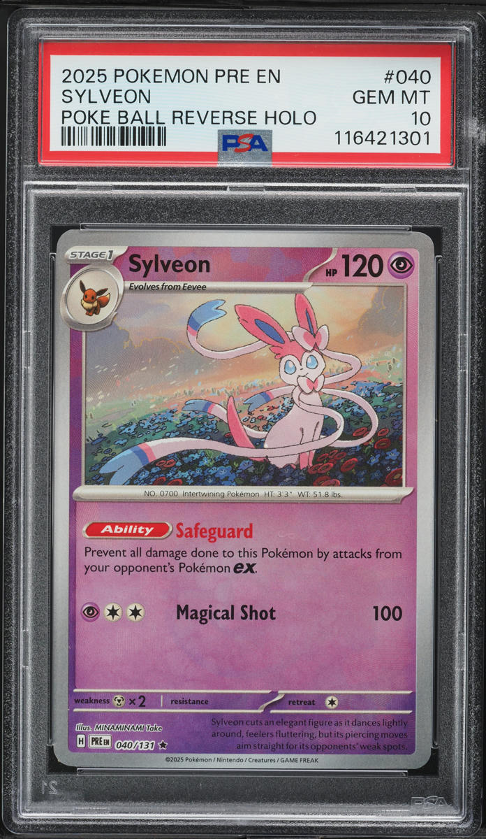 2025 Pokemon SV Prismatic Evolutions Poke Ball Reverse Holo Sylveon #40 PSA 10