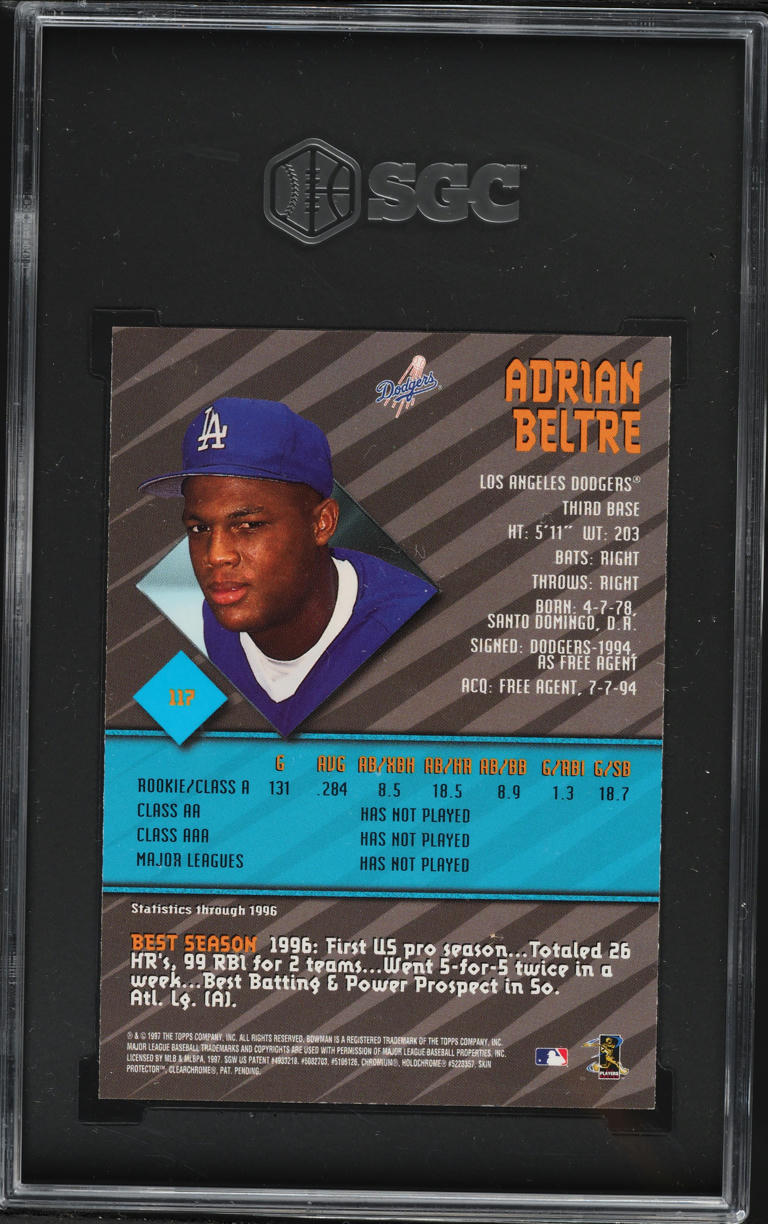 1997 Bowman's Best Adrian Beltre ROOKIE #117 SGC 7 NRMT