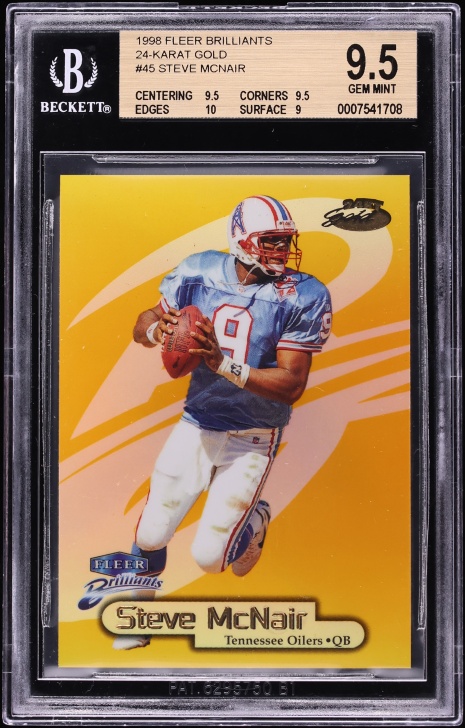 1998 Fleer Brilliants 24-Karat Gold Steve McNair JERSEY # 9/24 #45 BGS 9.5 GEM MINT - Photo 1