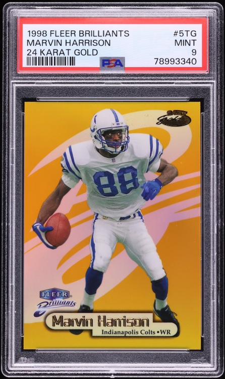1998 Fleer Brilliants 24-Karat Gold Marvin Harrison /24 #5TG PSA 9 MINT - Photo 1