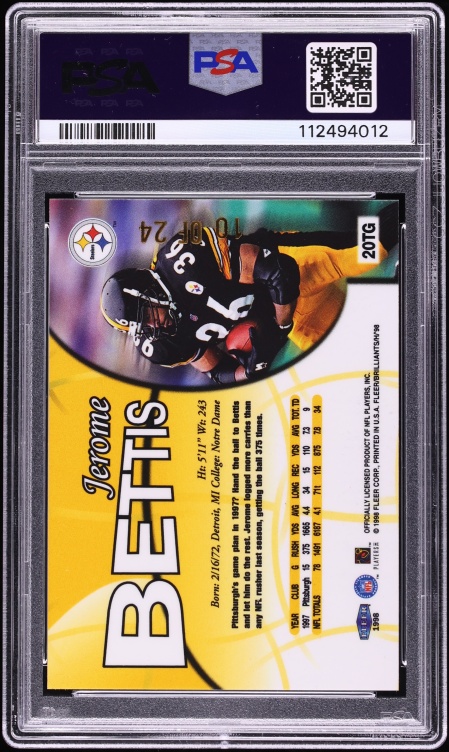 1998 Fleer Brilliants 24-Karat Gold Jerome Bettis /24 #20TG PSA 8 NM-MT - Photo 2