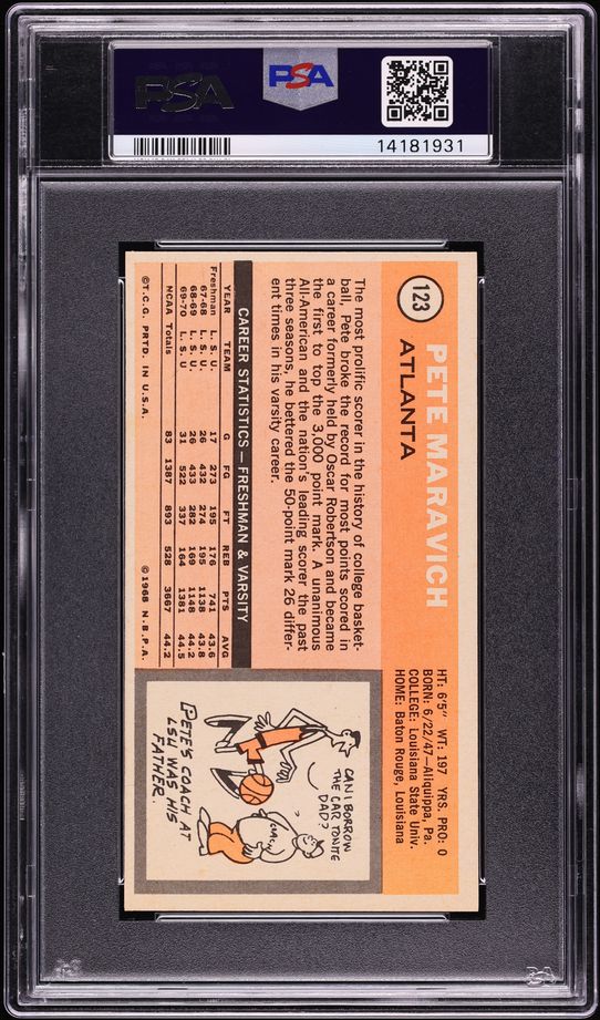 1970 Topps Basketball Pete Maravich ROOKIE #123 PSA 8.5 NM-MT+