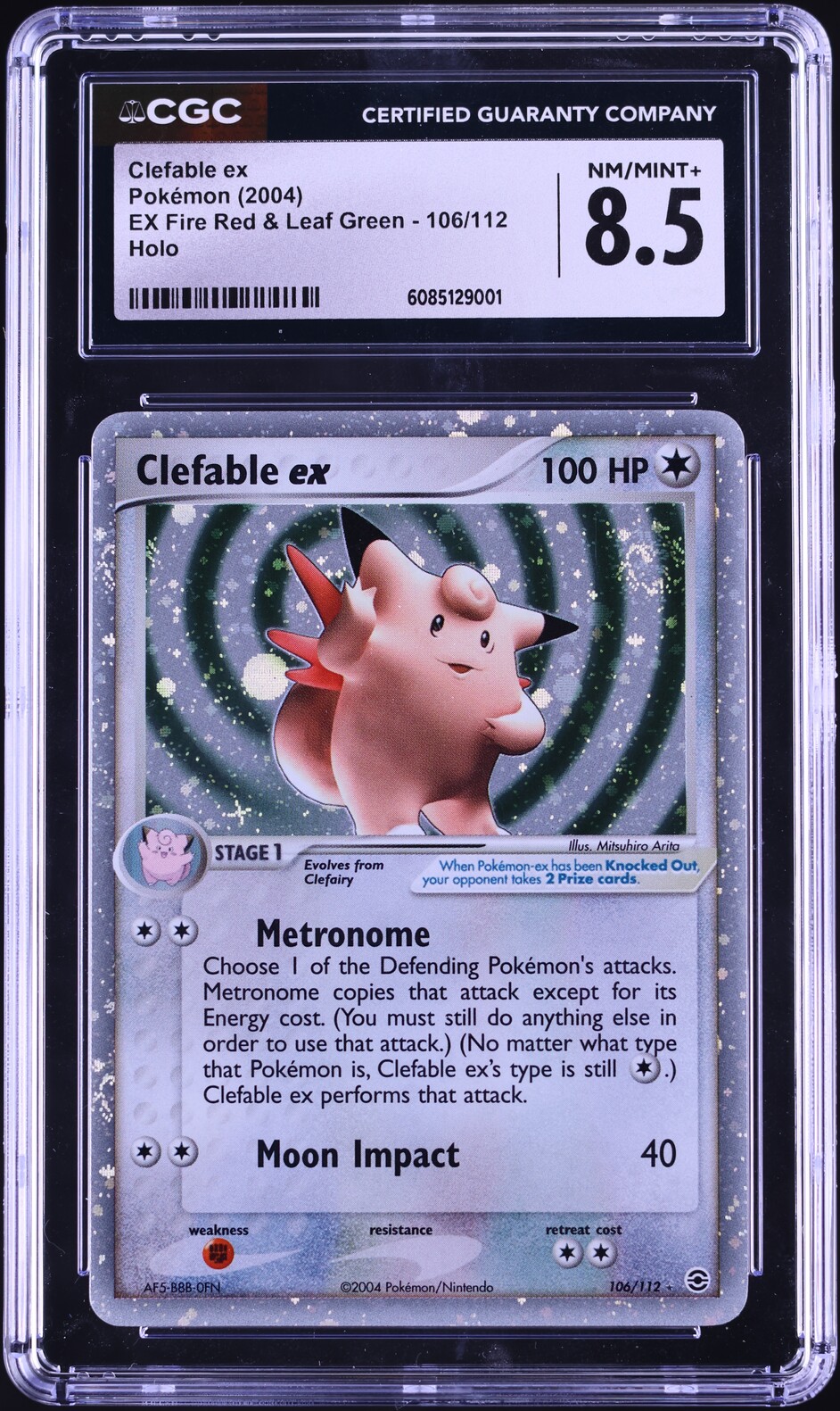 2004 Pokemon EX Fire Red & Leaf Green Holo Clefable ex #106 CGC 8.5 NM-MT+