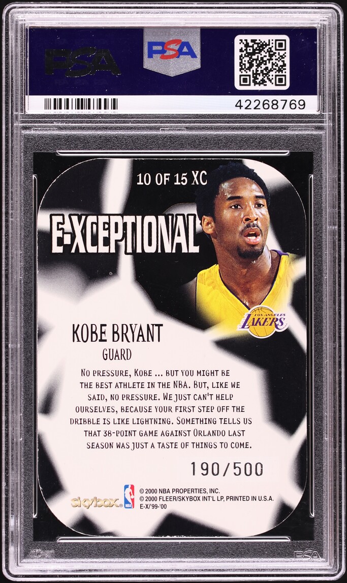 1999 Skybox E-X E-Xceptional Green Kobe Bryant /500 #10 PSA 10 GEM
