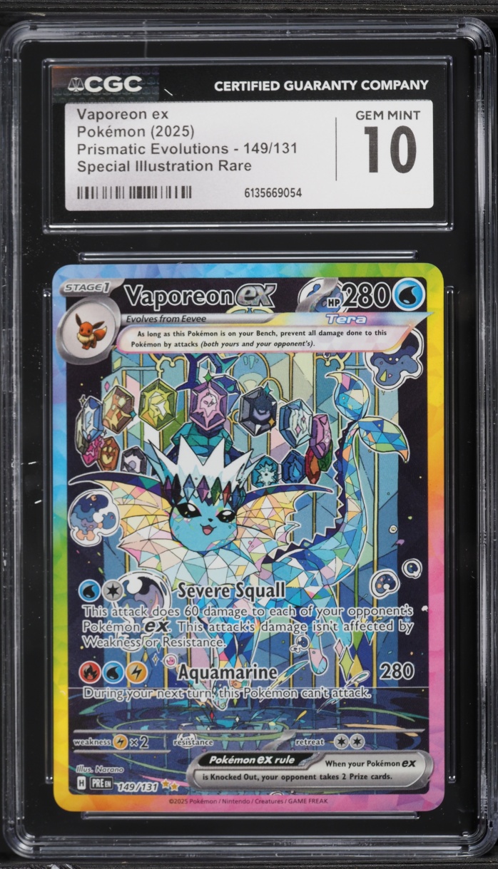 2025 Pokemon Scarlet & Violet Prismatic Evolutions SIR Vaporeon EX #149 CGC 10 GEM MINT