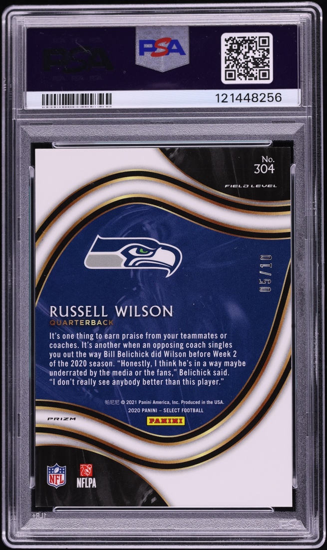 2020 Select Field Level Gold Prizm Russell Wilson /10 #304 PSA 9 MINT - Photo 2
