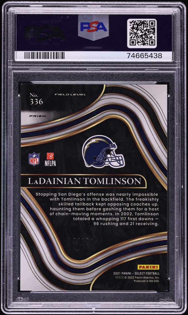 2021 Select Field Level Gold Prizm LaDainian Tomlinson /10 #336 PSA 9 MINT - Photo 2