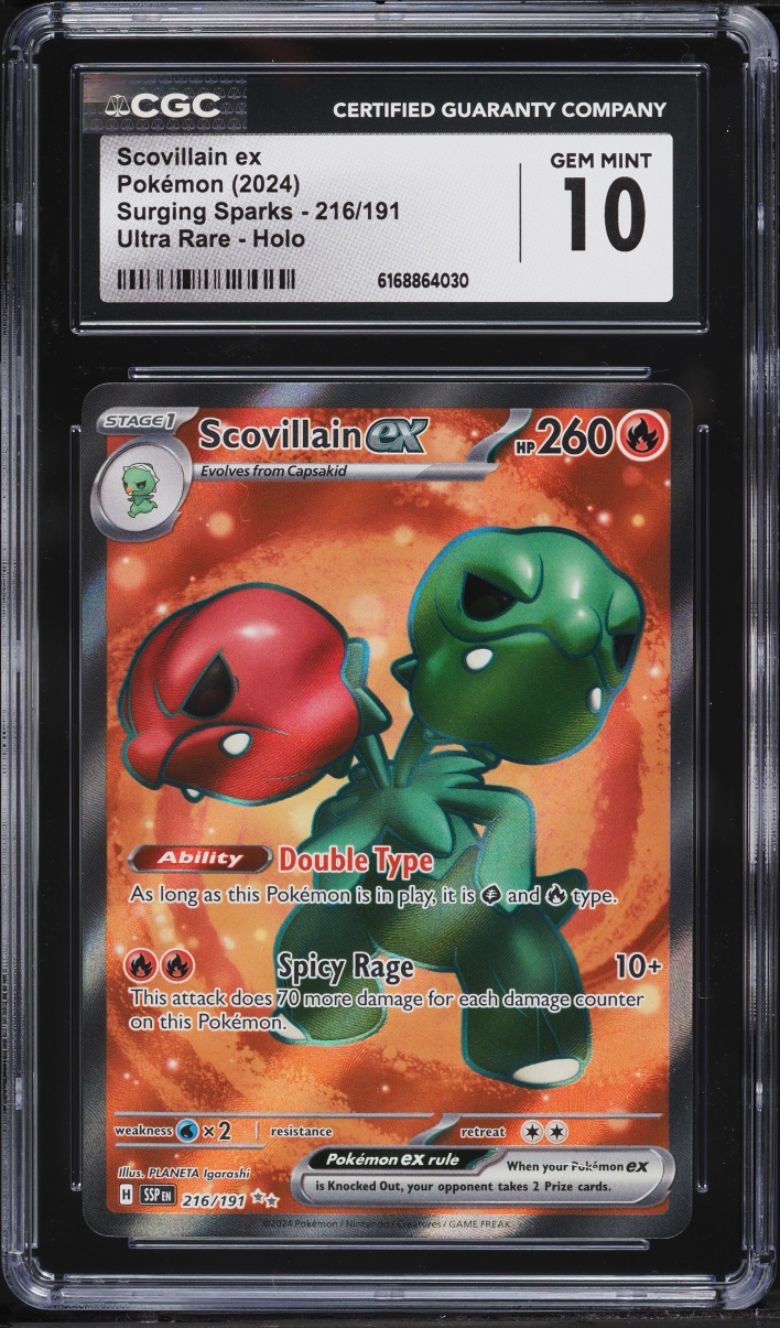 2024 Pokemon Scarlet & Violet Surging Sparks Full Art Scovillain Ex #216 CGC 10 GEM MINT