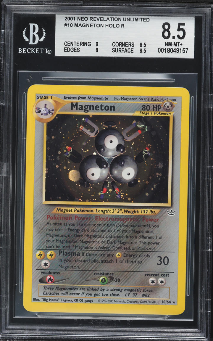 2001 Pokemon Neo Revelation Holo Magneton #10 BGS 8.5 NM-MT+