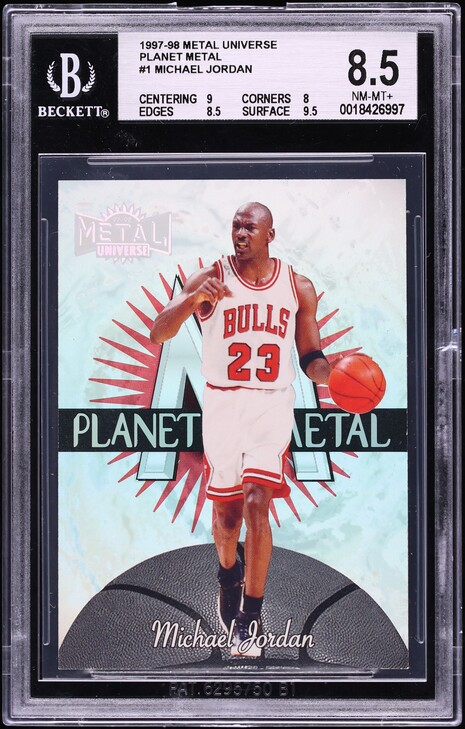 1997 Metal Universe Planet Michael Jordan #1 BGS 8.5 NM-MT+ - Photo 1