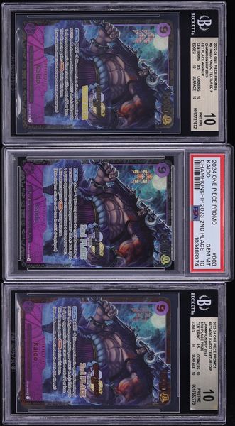 Lot(3) 2023 One Piece Japanese Promo Championship 1st 2nd 3rd Place Kaido #ST04-003 BGS PSA 10