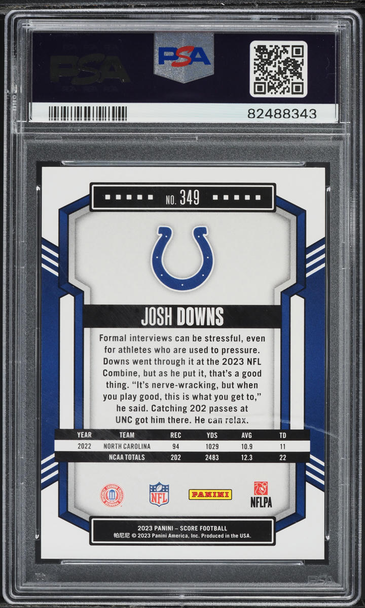 2023 Score Football Josh Downs ROOKIE #349 PSA 10 GEM MINT