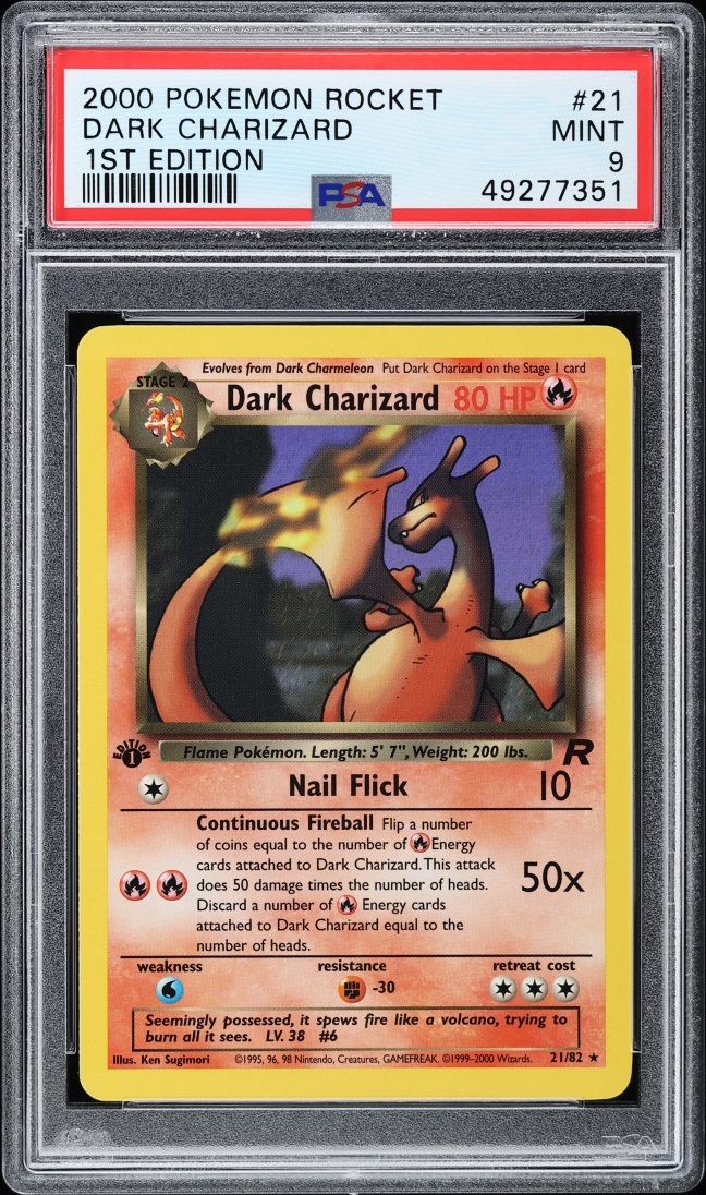 2000 Pokemon Team Rocket 1st Edition Dark Charizard #21 PSA 9 MINT