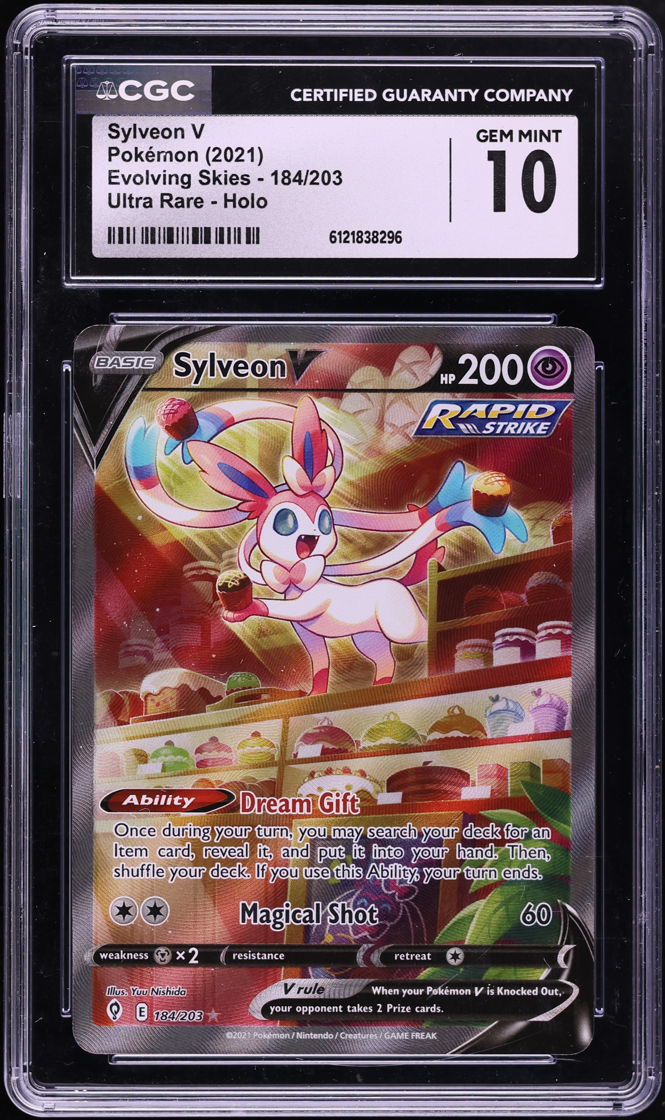 2021 Pokemon Sword & Shield Evolving Skies Full Art Sylveon V #184 CGC 10 GEM MINT
