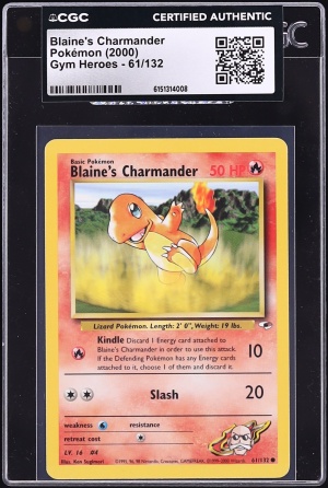2000 Pokemon Gym Heroes Blaine's Charmander #61 CGC AUTH