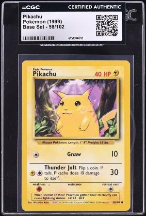1999 Pokemon Base Set Pikachu #58 CGC AUTH