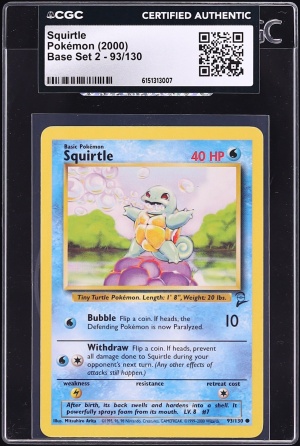 2000 Pokemon Base Set 2 Squirtle #93 CGC AUTH