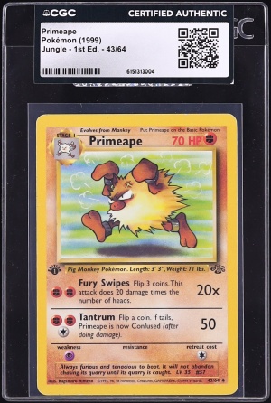 1999 Pokemon Jungle 1st Edition Primeape #43 CGC AUTH