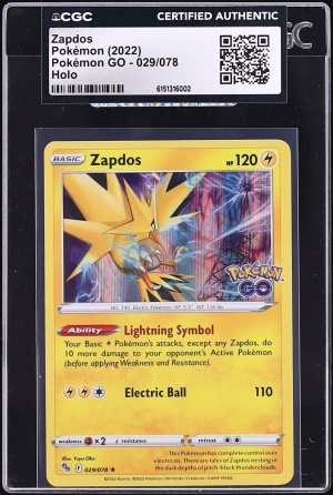 2022 Pokemon Sword & Shield Pokemon GO Holo Zapdos #29 CGC AUTH