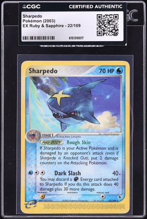 2003 Pokemon EX Ruby & Sapphire Sharpedo #22 CGC AUTH