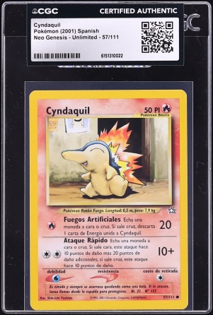 2001 Pokemon Spanish Neo Genesis Cyndaquil #57 CGC AUTH
