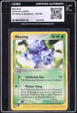 2003 Pokemon EX Ruby & Sapphire Weezing #24 CGC AUTH