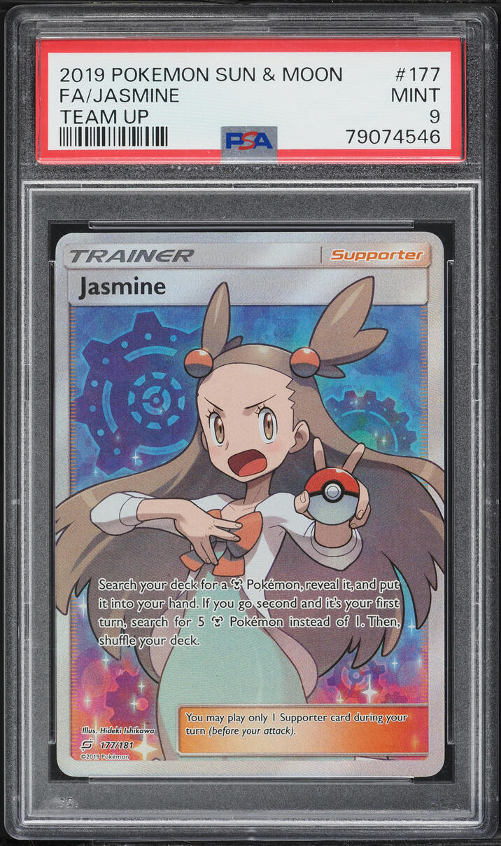 2019 Pokemon Sun & Moon Team Up Full Art Jasmine #177 PSA 9 MINT