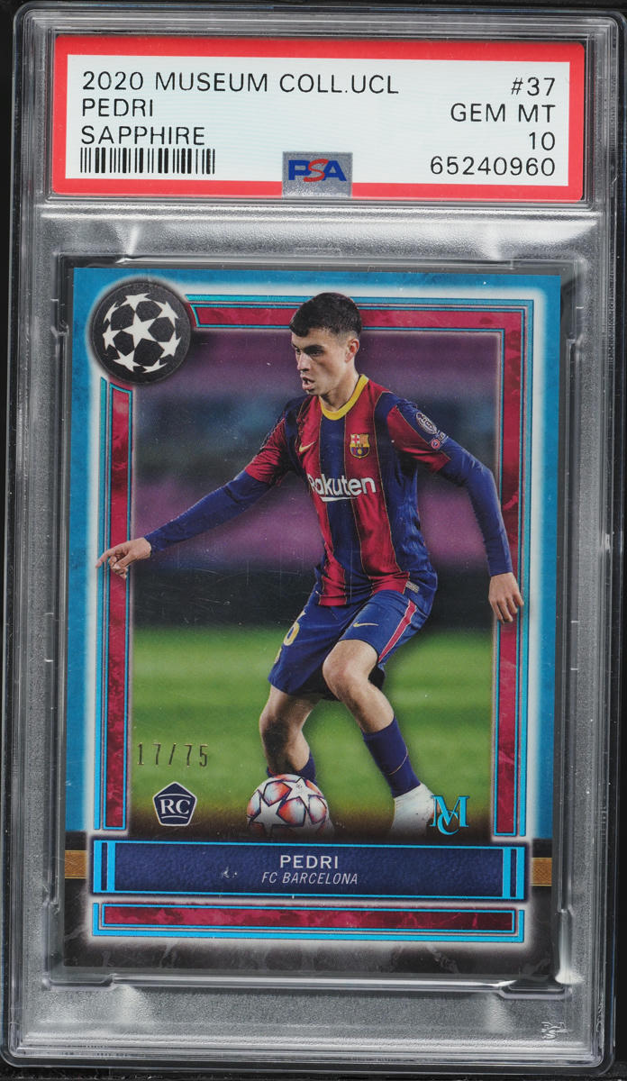 2020 Topps Museum Collection UEFA Sapphire Pedri ROOKIE /75 #37 PSA 10 GEM MINT
