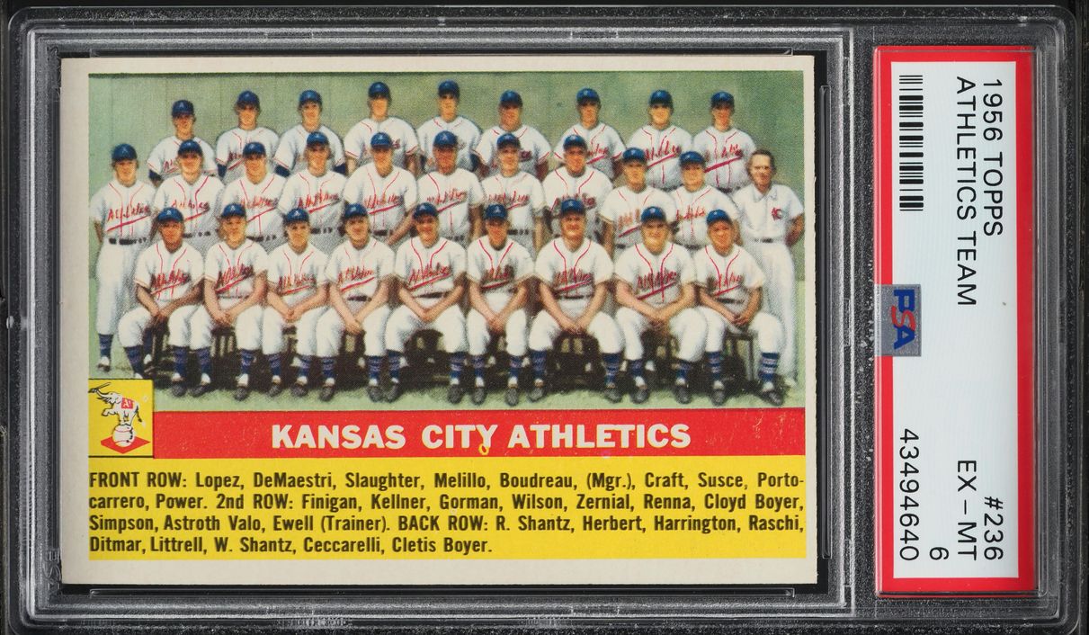1956 Topps Athletics Team #236 PSA 6 EXMT