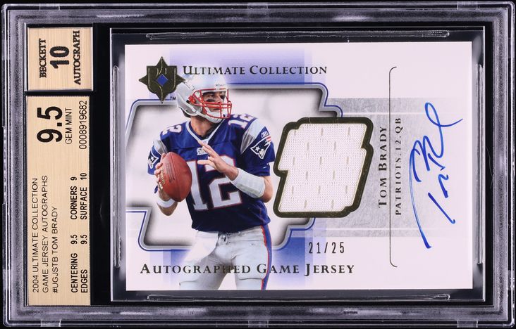 2004 Ultimate Collection Game Jersey Tom Brady PATCH AUTO /25 #UGJS-TB BGS 9.5 GEM MINT